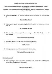 English Worksheet: Complex sentances