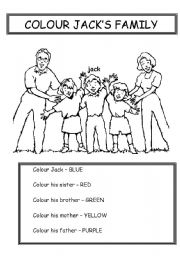 English Worksheet: COLOUR JACKS FAMILY