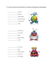 English Worksheet: What have the monsters got?