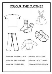 English Worksheet: COLOUR THE CLOTHES