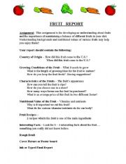 English Worksheet: Fruit Report