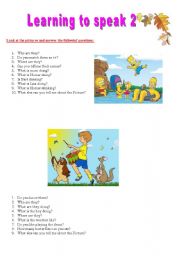 English Worksheet: Learning to speak 2