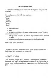 English Worksheet: Steps to writing a story