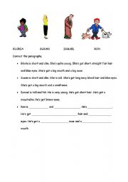 English worksheet: Physical description