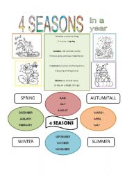 4 Seasons in a year (Mini Reading and Matching)