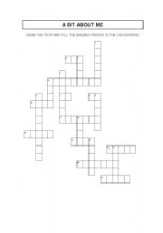 English Worksheet: A BIT ABOUT ME