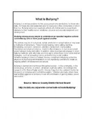 English Worksheet: What is Bullying