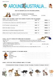 English Worksheet: AROUND AUSTRALIA ( part 2 )