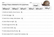 English worksheet: Statements to Questions - Snails