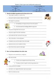 English Worksheet: PASSIVE VOICE (PRESENT SIMPLE AND PAST SIMPLE)