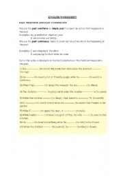 English Worksheet: past indefinite and past continuous