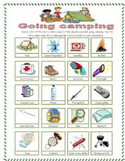 English Worksheet: Camping pictionary