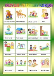 English Worksheet: CHILDS GAME FOR BEGINNERS - FLASHCARDS