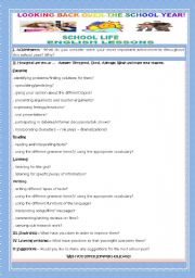 English Worksheet: LOOKING BACK OVER THE SCHOOL YEAR!- PART II- SCHOOL LIFE- ENGLISH LESSONS