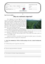 English Worksheet: test on environment