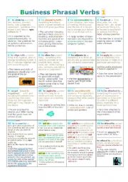 English Worksheet: Business/Normal Phrasal Verbs 1  with examples and definitons