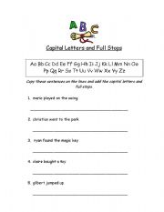 English Worksheet: Capital letters and fullstops