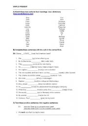 English Worksheet: Simple Present Exercises