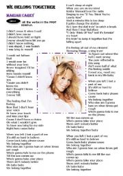 English Worksheet: SONG: WE BELONG TOGETHER (PAST SIMPLE)