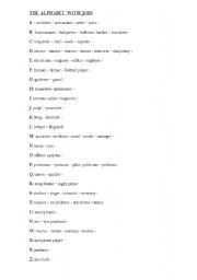 English worksheet: The alphabet with jobs