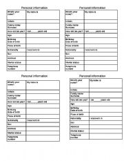 English Worksheet: Personal information