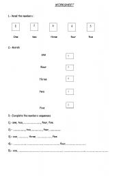 English worksheet: numbers 