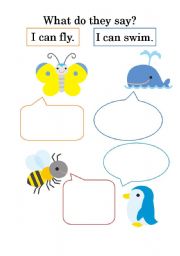 English Worksheet: I can swim. I can fly.