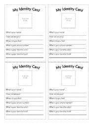 English Worksheet: Identity Card