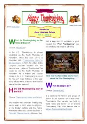 English Worksheet: Newsletter_American Culture_Thanksgiving