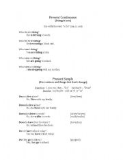 English worksheet: Present Simple and Present Continuous