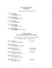 English Worksheet: Present Simple and Present Continuous