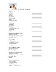 English worksheet: The Notebook song Everything