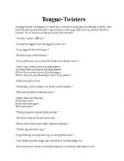 English Worksheet: Tongue Twisters