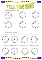 English Worksheet: Tell The Time