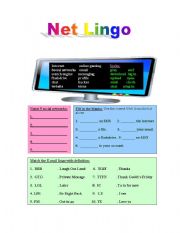 English worksheet: Net Lingo Updated