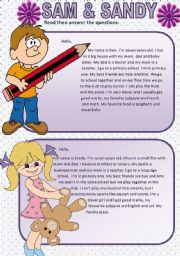 English Worksheet: SAM & SANDY