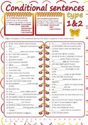 English Worksheet: Conditional sentences - Type 1&2 (B&W + KEY included)