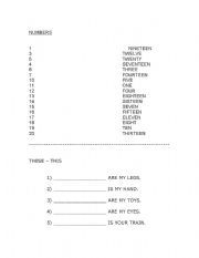 English worksheet: NUMBERS