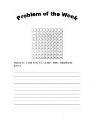 English worksheet: Math Problem of the Week
