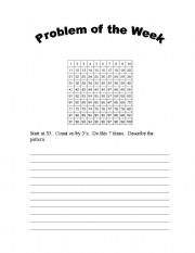 English Worksheet: Math Problem of the Week
