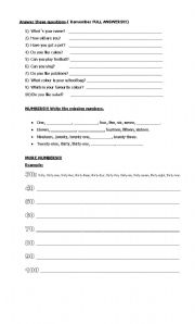 English worksheet: numbers