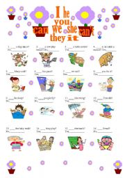 English Worksheet: can-cant