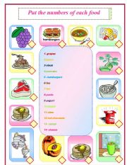 English Worksheet: food