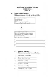 English Worksheet: conditionals - present perfect  and progressive - definite article 