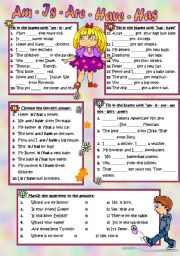 English Worksheet: Am - Is - Are  Have - Has