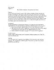 English Worksheet: Catcher in the Rye Object Writing Assignent