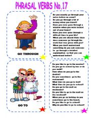 English Worksheet: PHRASAL VERBS CARD NO. 17