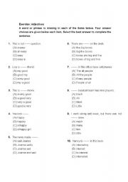 English Worksheet: Adjectives