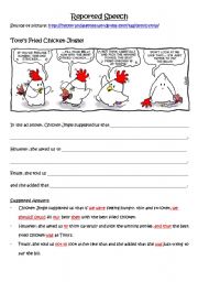 English Worksheet: Reported Speech based on a comic strip: Tonys Fried Chicken Jingle!