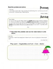 English Worksheet: guided writing to give advice